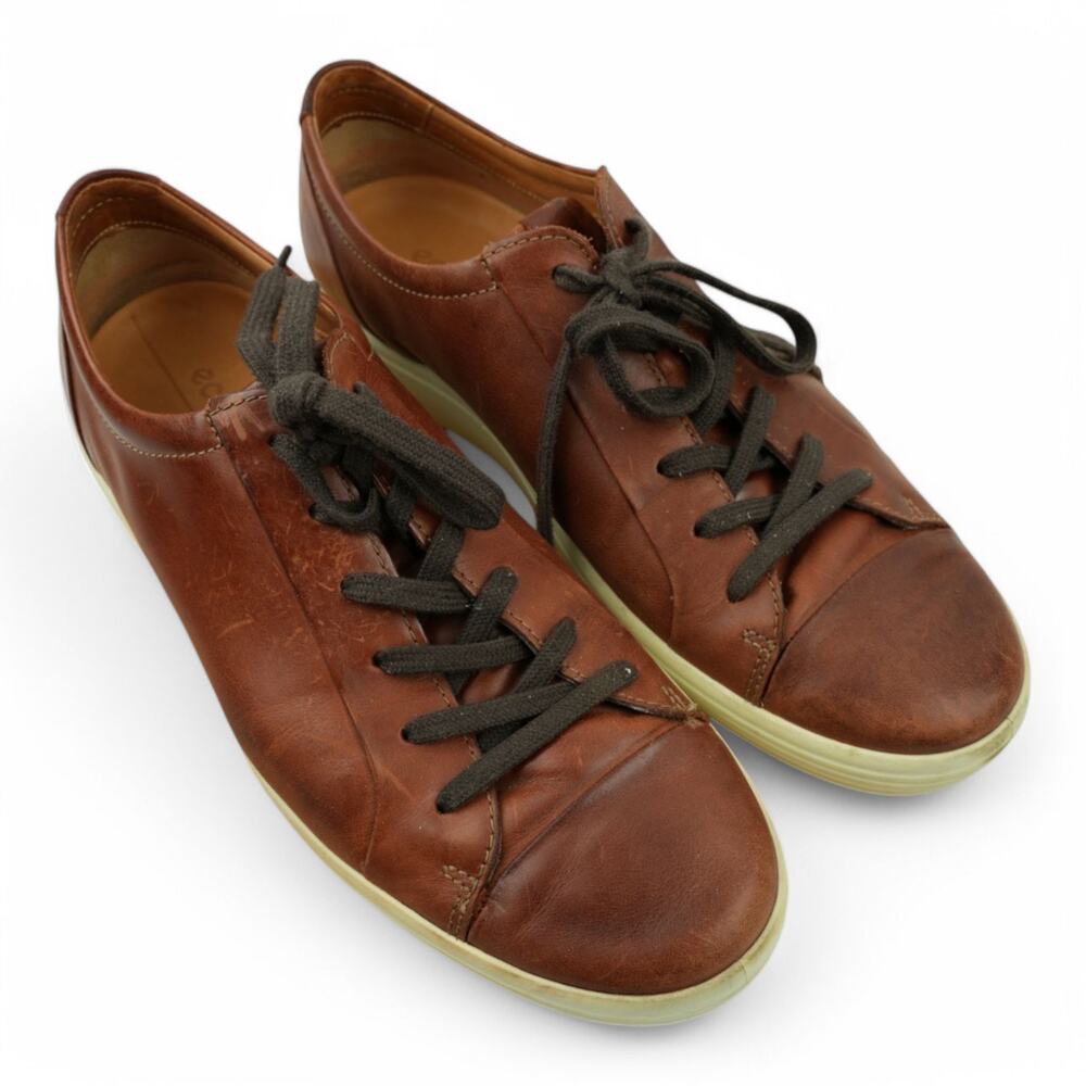 Ecco‎ Soft 7 Shoes Lace Up Sneaker Size US 10-10.5 EU 44 Cognac Brown Leather